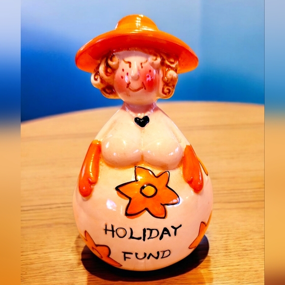 Vintage Lady Coin Bank "Vacation Fund" RARE find - Picture 1 of 3